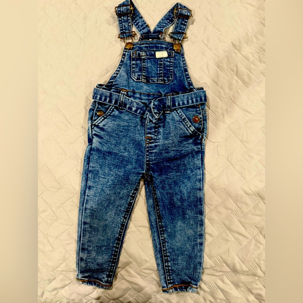7‎ For All Mankind Denim Skinny Overalls Girls  18M 18 Months Acid Wash